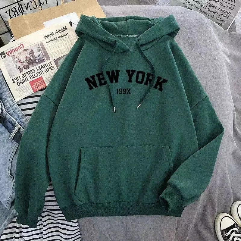 Women's Retro Letter Print Hooded Sweatshirt Jacket - Loose Fit Casual Long Sleeve Top for Autumn showcase 7
