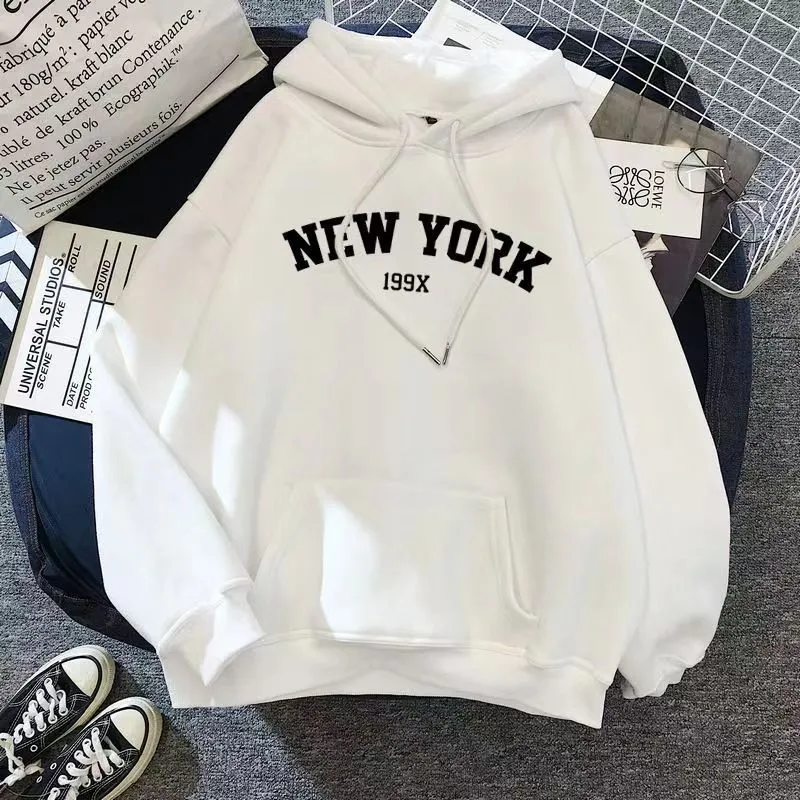 Women's Retro Letter Print Hooded Sweatshirt Jacket - Loose Fit Casual Long Sleeve Top for Autumn showcase 10
