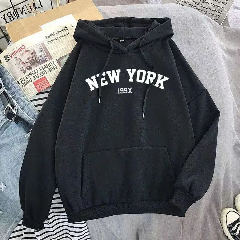 Women's Retro Letter Print Hooded Sweatshirt Jacket - Loose Fit Casual Long Sleeve Top for Autumn showcase 11