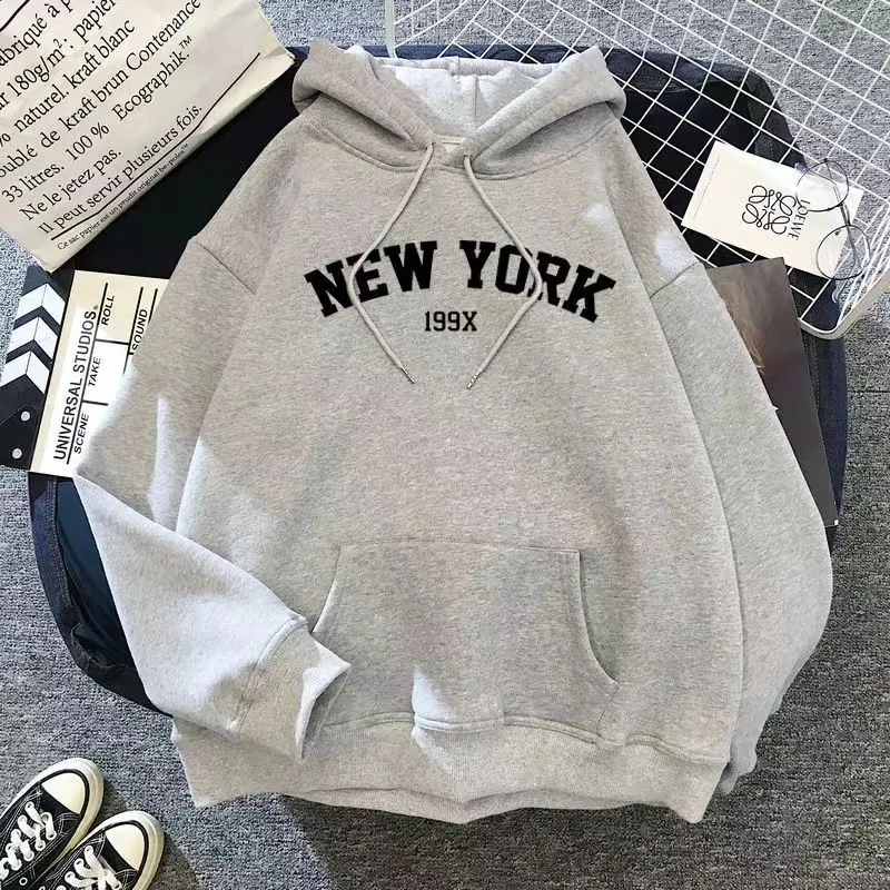 Women's Retro Letter Print Hooded Sweatshirt Jacket - Loose Fit Casual Long Sleeve Top for Autumn showcase 13