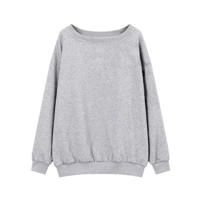 Women's Off-Shoulder Long Sleeve Sweater Top - Solid Color Lazy Style Knit Pullover for Autumn/Winter Fashion thumbnail 5