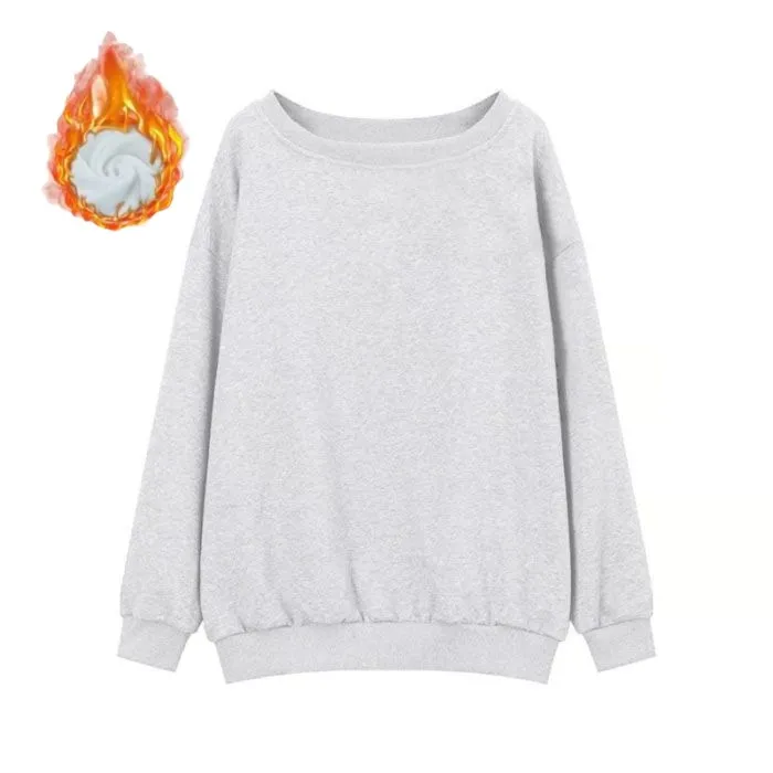 Women's Off-Shoulder Long Sleeve Sweater Top - Solid Color Lazy Style Knit Pullover for Autumn/Winter Fashion thumbnail 10