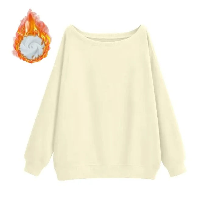 Women's Off-Shoulder Long Sleeve Sweater Top - Solid Color Lazy Style Knit Pullover for Autumn/Winter Fashion thumbnail 9