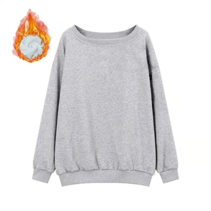 Women's Off-Shoulder Long Sleeve Sweater Top - Solid Color Lazy Style Knit Pullover for Autumn/Winter Fashion thumbnail 7