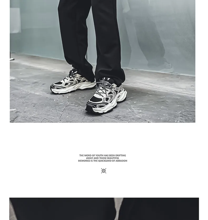 Hong Kong Style Men's Fashion Platform Sneakers - Breathable Mesh Casual Shoes for Youth, Autumn Style, Height-Increasing Design showcase 6