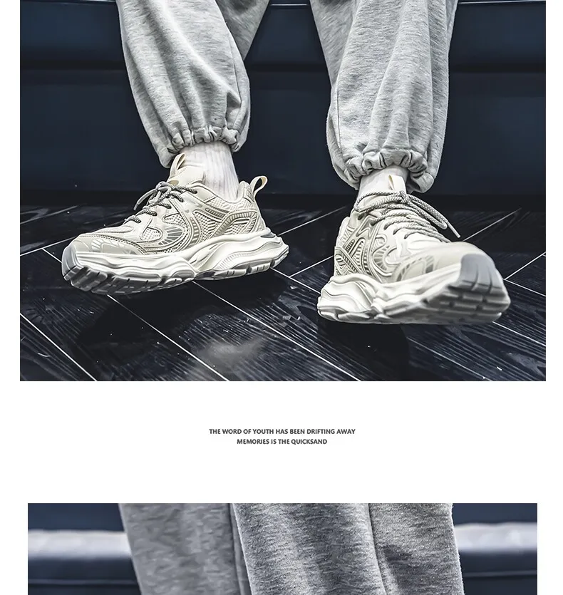 Hong Kong Style Men's Fashion Platform Sneakers - Breathable Mesh Casual Shoes for Youth, Autumn Style, Height-Increasing Design showcase 14