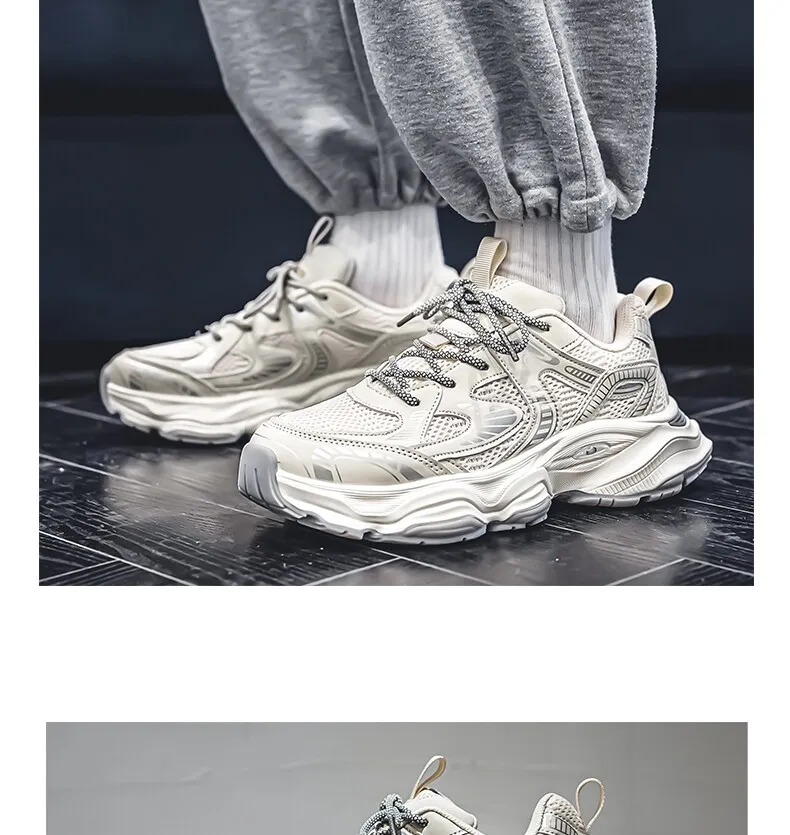 Hong Kong Style Men's Fashion Platform Sneakers - Breathable Mesh Casual Shoes for Youth, Autumn Style, Height-Increasing Design showcase 15