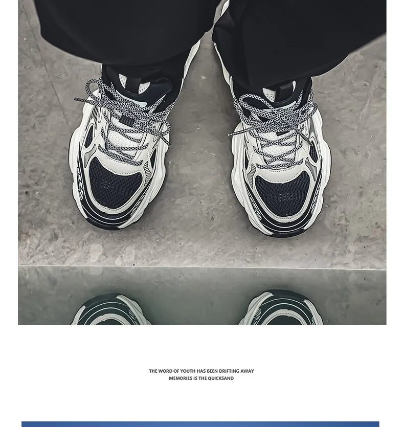 Hong Kong Style Men's Fashion Platform Sneakers - Breathable Mesh Casual Shoes for Youth, Autumn Style, Height-Increasing Design showcase 7
