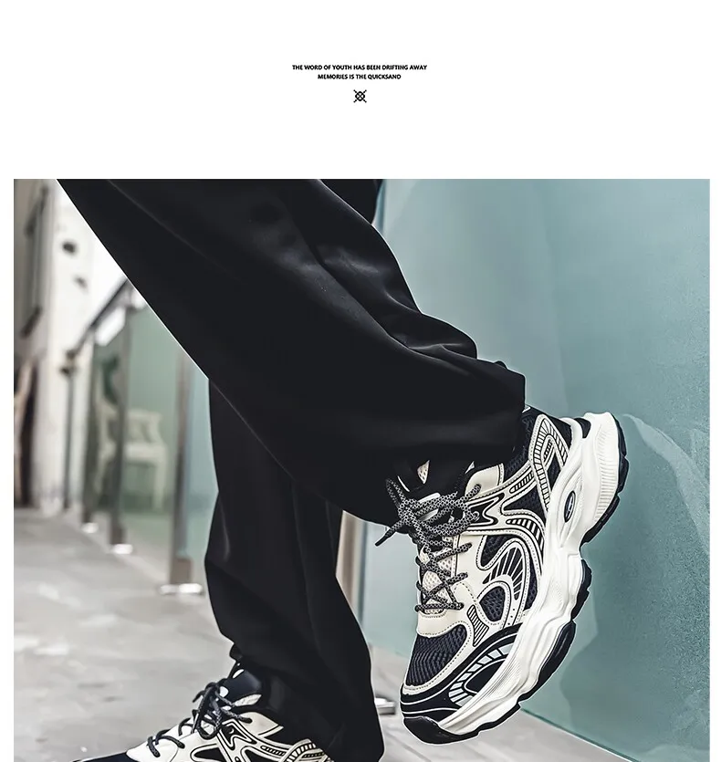 Hong Kong Style Men's Fashion Platform Sneakers - Breathable Mesh Casual Shoes for Youth, Autumn Style, Height-Increasing Design showcase 3