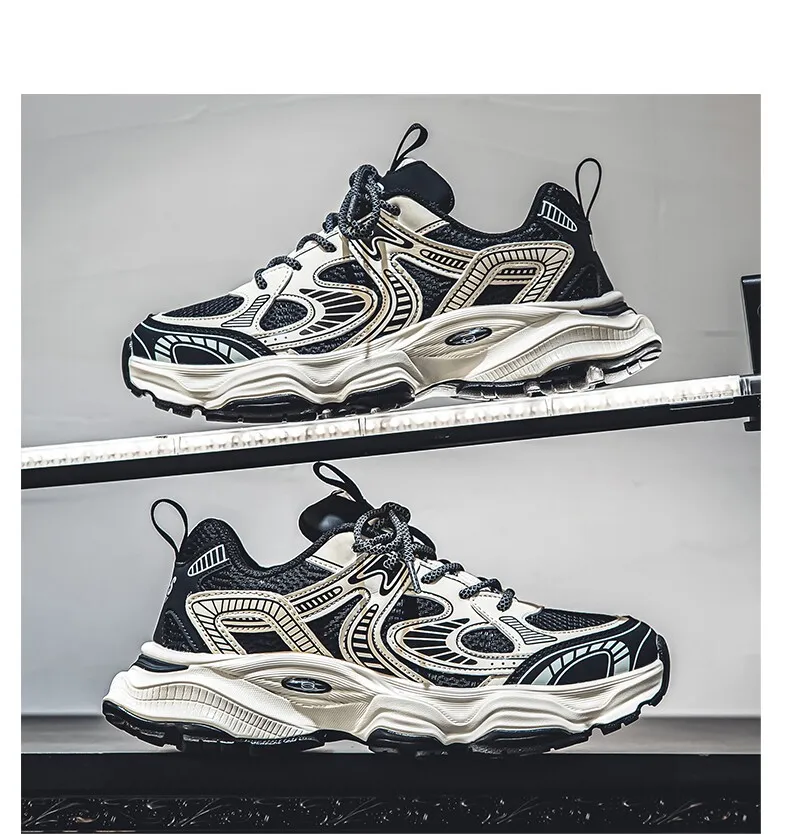 Hong Kong Style Men's Fashion Platform Sneakers - Breathable Mesh Casual Shoes for Youth, Autumn Style, Height-Increasing Design showcase 2