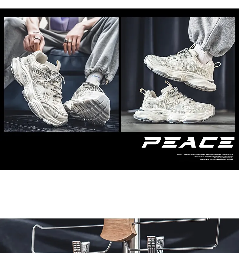 Hong Kong Style Men's Fashion Platform Sneakers - Breathable Mesh Casual Shoes for Youth, Autumn Style, Height-Increasing Design showcase 20
