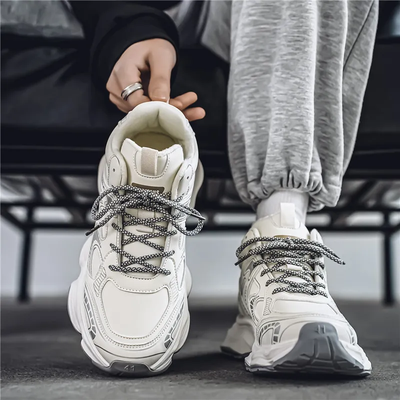 Hong Kong Style Men's Fashion Platform Sneakers - Breathable Mesh Casual Shoes for Youth, Autumn Style, Height-Increasing Design thumbnail 10