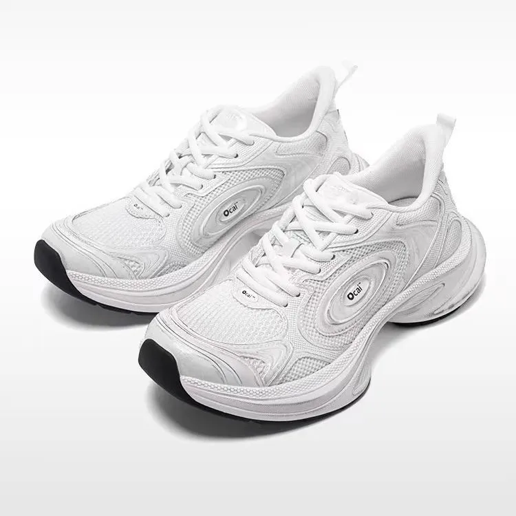 Ocai "Disk Runtech" Silver-White Flying Saucer Running Shoes for Couples - Height Increasing Sports Sneakers, Trendy "Dad Shoe" Style for Casual Wear - Image 7
