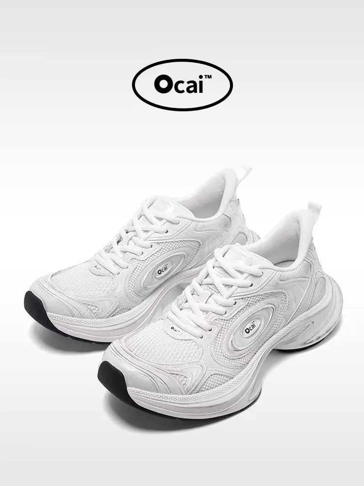 Ocai "Disk Runtech" Silver-White Flying Saucer Running Shoes for Couples - Height Increasing Sports Sneakers, Trendy "Dad Shoe" Style for Casual Wear showcase 2