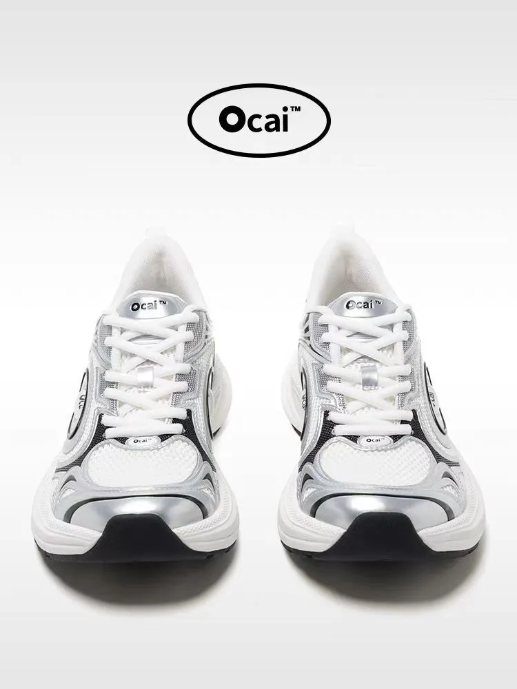 Ocai "Disk Runtech" Silver-White Flying Saucer Running Shoes for Couples - Height Increasing Sports Sneakers, Trendy "Dad Shoe" Style for Casual Wear showcase 9