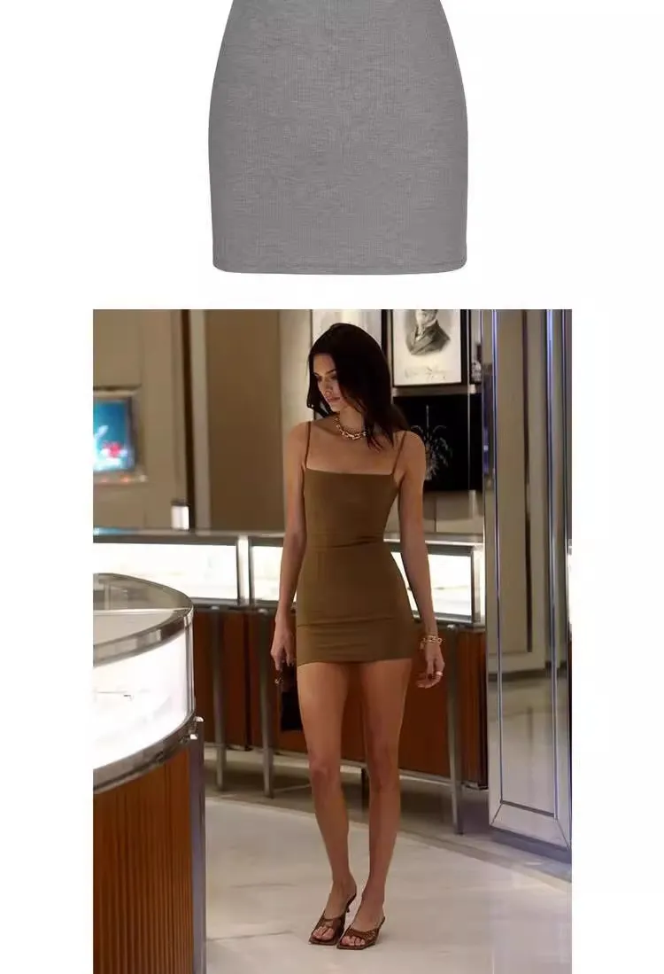 Kendall Jenner Inspired Slim-Fit Spaghetti Strap Dress, Sexy Sleeveless Kardashian Style Bodycon Mini Dress for Women, Chic Evening Party Clubwear showcase 3