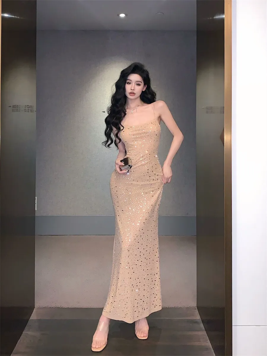 Women's French Style Spaghetti Strap Bodycon Dress - Sexy Slim Fit Summer 2025 Fashion for Hot Girls showcase 5