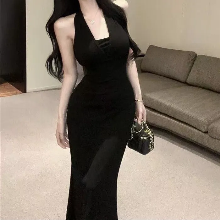 Elegant Burgundy Backless Maxi Dress for Women - Slim Fit, Bodycon, Summer Fashion, Sleeveless Evening Gown thumbnail 2