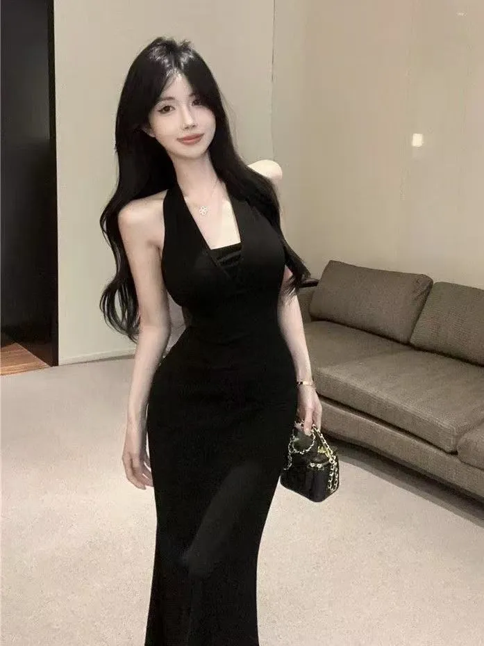 Elegant Burgundy Backless Maxi Dress for Women - Slim Fit, Bodycon, Summer Fashion, Sleeveless Evening Gown showcase 18