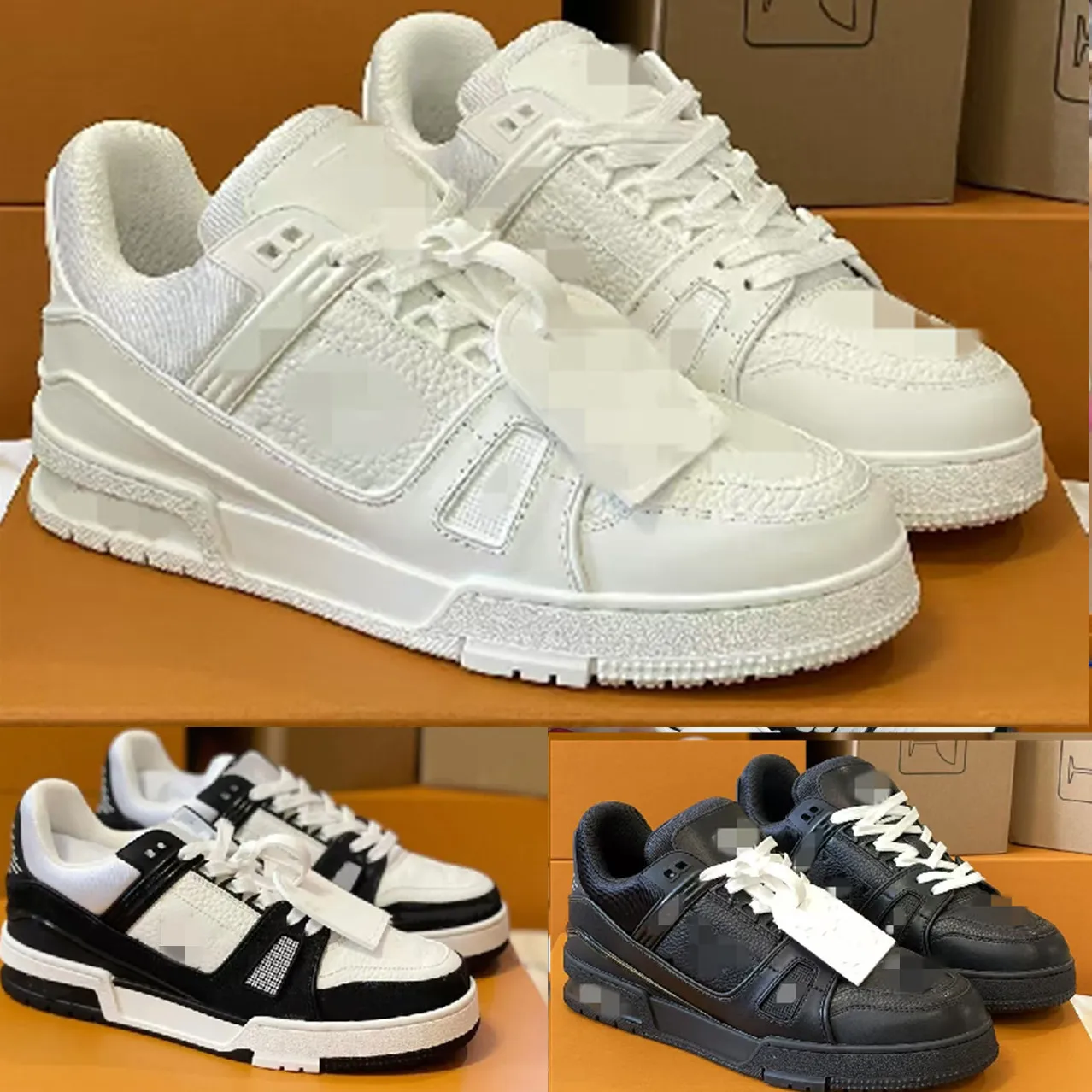 Men's & Women's Casual Sneakers - Premium First Layer Cowhide Leather, Hollow Glue Craft, Breathable White & Black Panda Design, Comfortable Trainers for Everyday Wear thumbnail 1