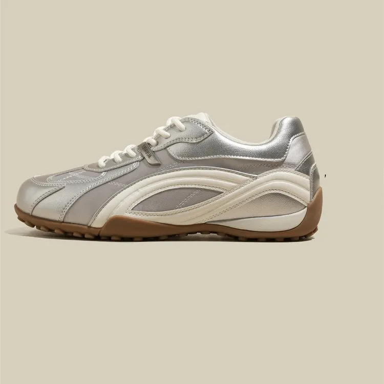 Women's Silver German Trainer Sneakers 2026 New Spring Soft Leather Sports Casual Shoes with Hidden Height Increase thumbnail 7