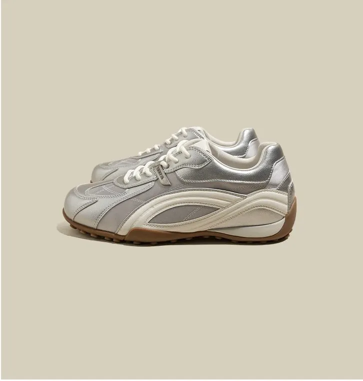 Women's Silver German Trainer Sneakers 2026 New Spring Soft Leather Sports Casual Shoes with Hidden Height Increase showcase 2