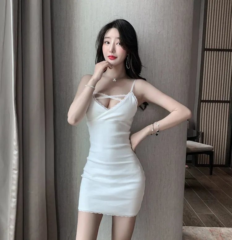 Elegant White Sexy Hip Skirt - New Autumn Collection for Nightclub & Parties | Tight French Style Strap Dress for Women showcase 13