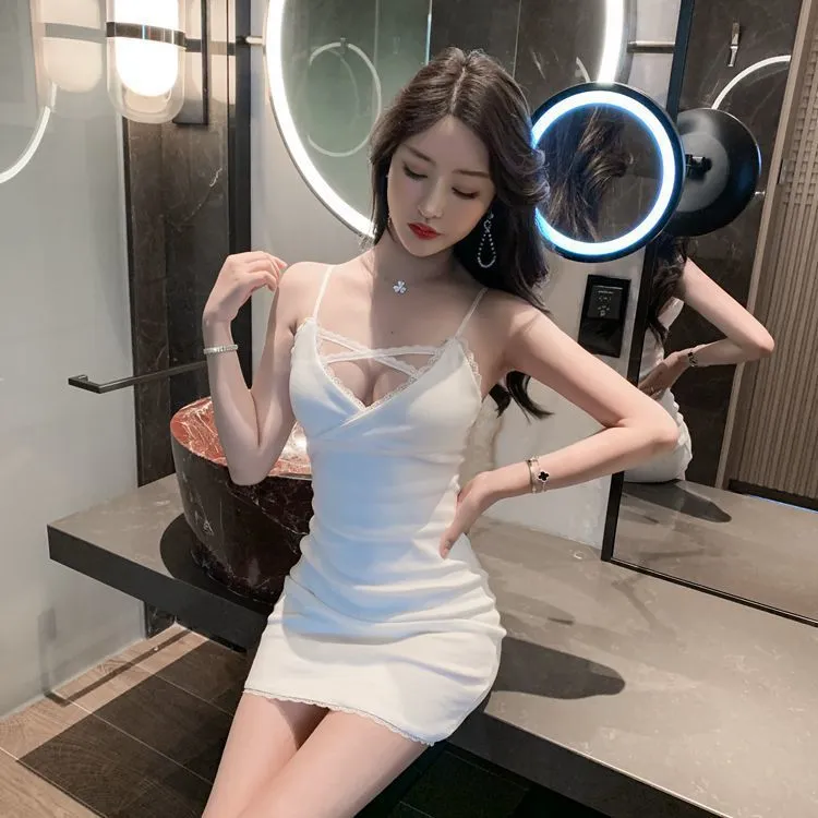Elegant White Sexy Hip Skirt - New Autumn Collection for Nightclub & Parties | Tight French Style Strap Dress for Women showcase 8
