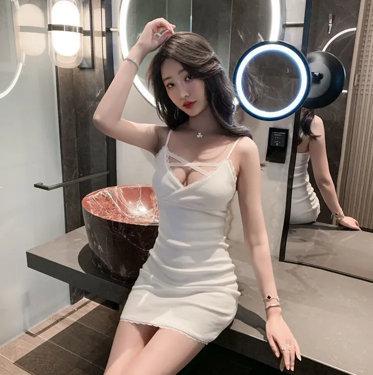 Elegant White Sexy Hip Skirt - New Autumn Collection for Nightclub & Parties | Tight French Style Strap Dress for Women showcase 15