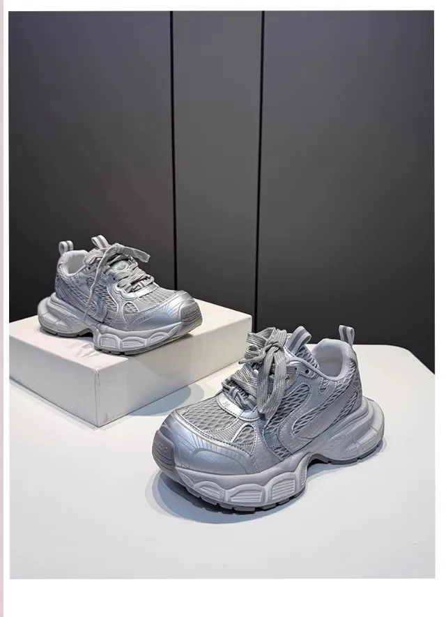 Women's European Style Dad Shoes 2026 Summer New Breathable Mesh Comfortable Thick-Soled Fashionable Versatile Sports Casual Sneakers showcase 10