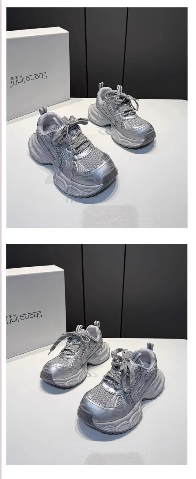Women's European Style Dad Shoes 2026 Summer New Breathable Mesh Comfortable Thick-Soled Fashionable Versatile Sports Casual Sneakers showcase 7