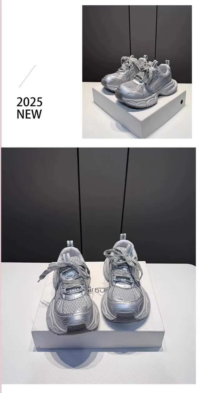 Women's European Style Dad Shoes 2026 Summer New Breathable Mesh Comfortable Thick-Soled Fashionable Versatile Sports Casual Sneakers showcase 8