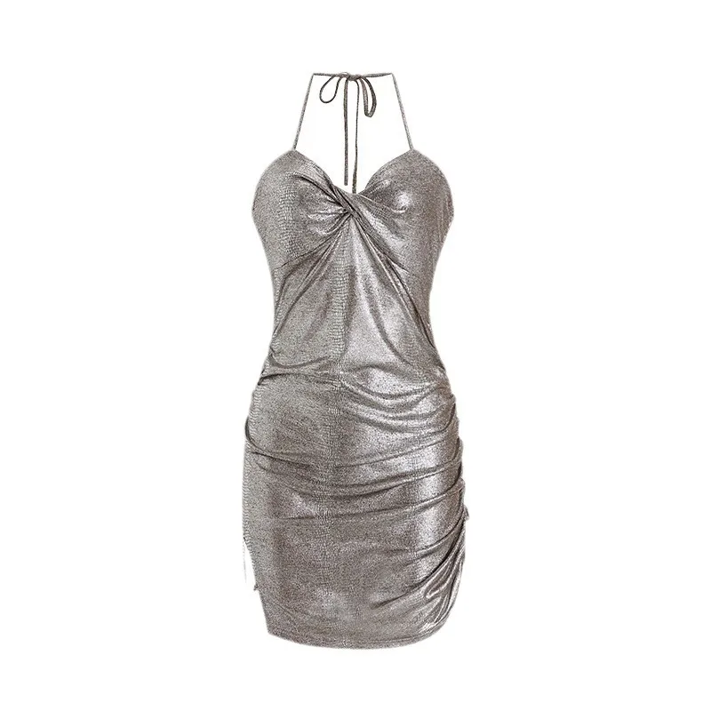 Pure Desire Women's Sexy Deep V Halter Backless Sling Dress Slim Fit Sheath Skirt Nightclub Party Wear thumbnail 5