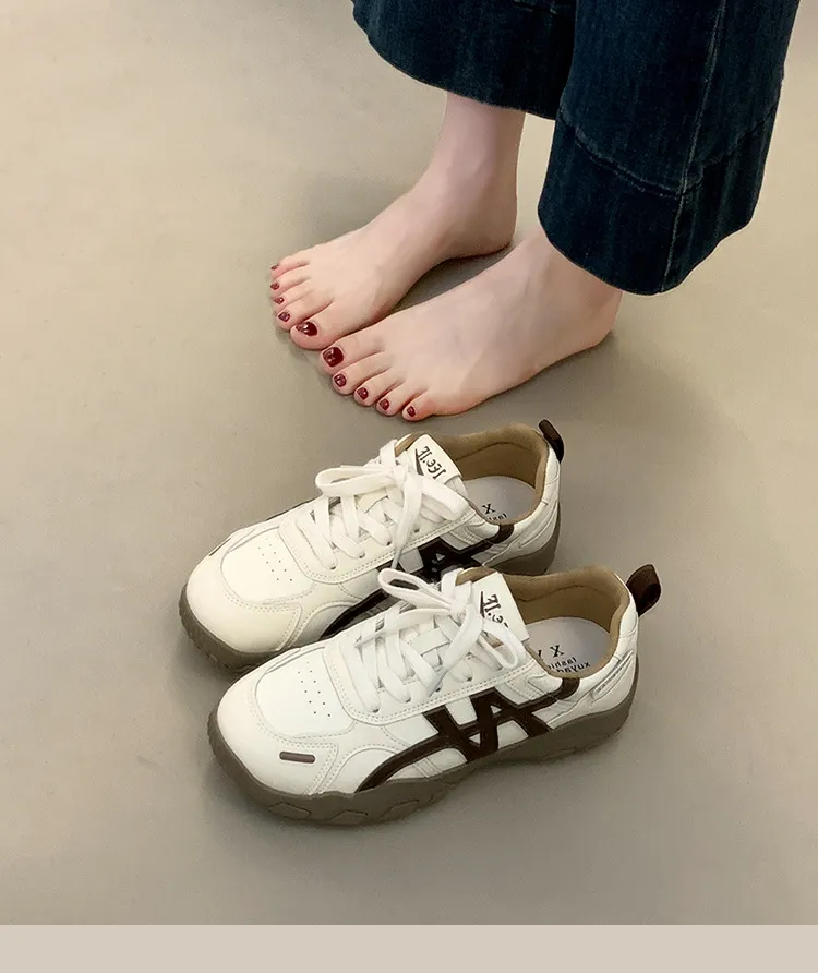 Women's White Platform Sneakers 2025 New Autumn Casual Agate Sports Training Shoes Comfortable Breathable Fashion Footwear showcase 14