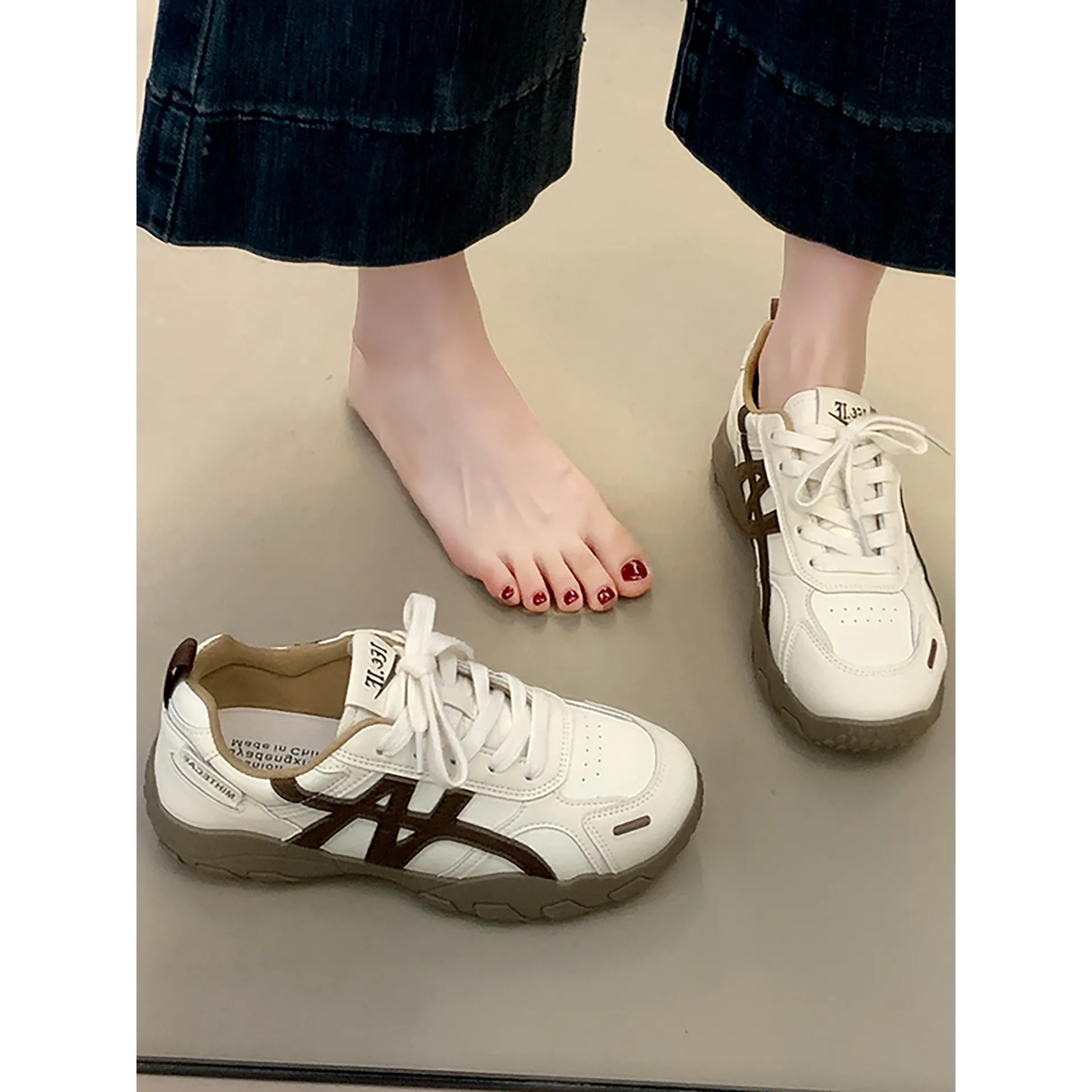 Women's White Platform Sneakers 2025 New Autumn Casual Agate Sports Training Shoes Comfortable Breathable Fashion Footwear thumbnail 4