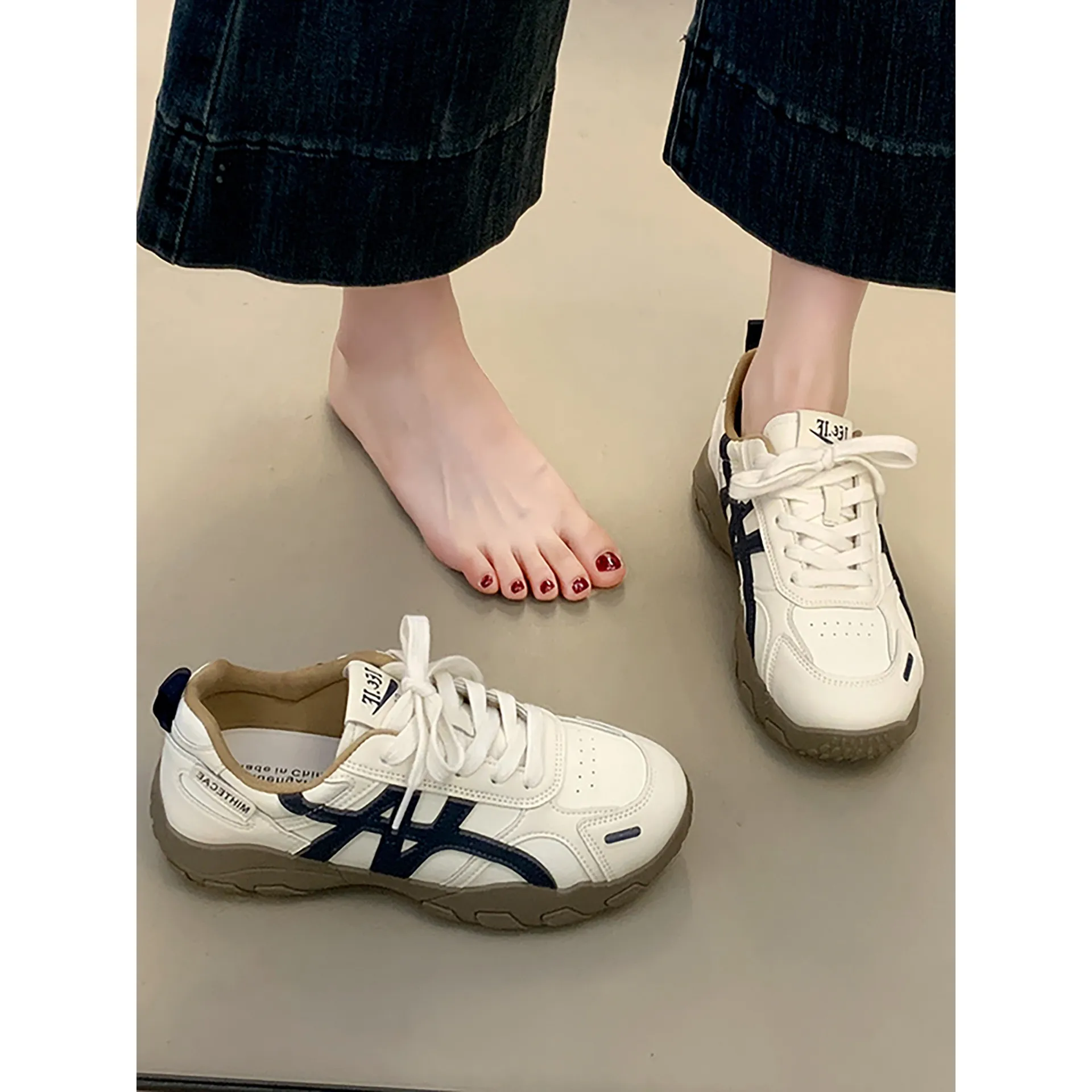 Women's White Platform Sneakers 2025 New Autumn Casual Agate Sports Training Shoes Comfortable Breathable Fashion Footwear thumbnail 2