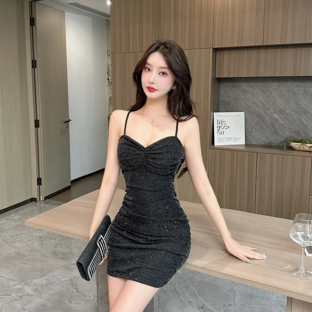 Women's Sexy Sequined Sleeveless Mini Dress for Nightclubs and Parties, Slim-fit Hip Skirt Design for a Glamorous Look showcase 12