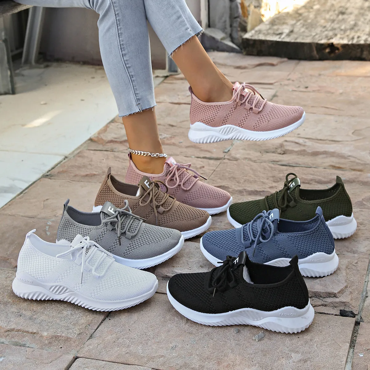 Women's Breathable Mesh Running Shoes - Lightweight Casual Sports Sneakers for Everyday Comfort and Fitness thumbnail 1