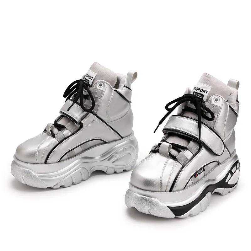 Women's Trendy High-Top Wedge Sneakers - Casual Increased Height Dad Shoes for Autumn, Thick Sole Fashion Footwear thumbnail 5