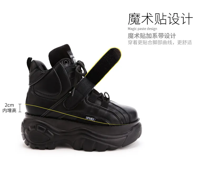 Women's Trendy High-Top Wedge Sneakers - Casual Increased Height Dad Shoes for Autumn, Thick Sole Fashion Footwear showcase 17