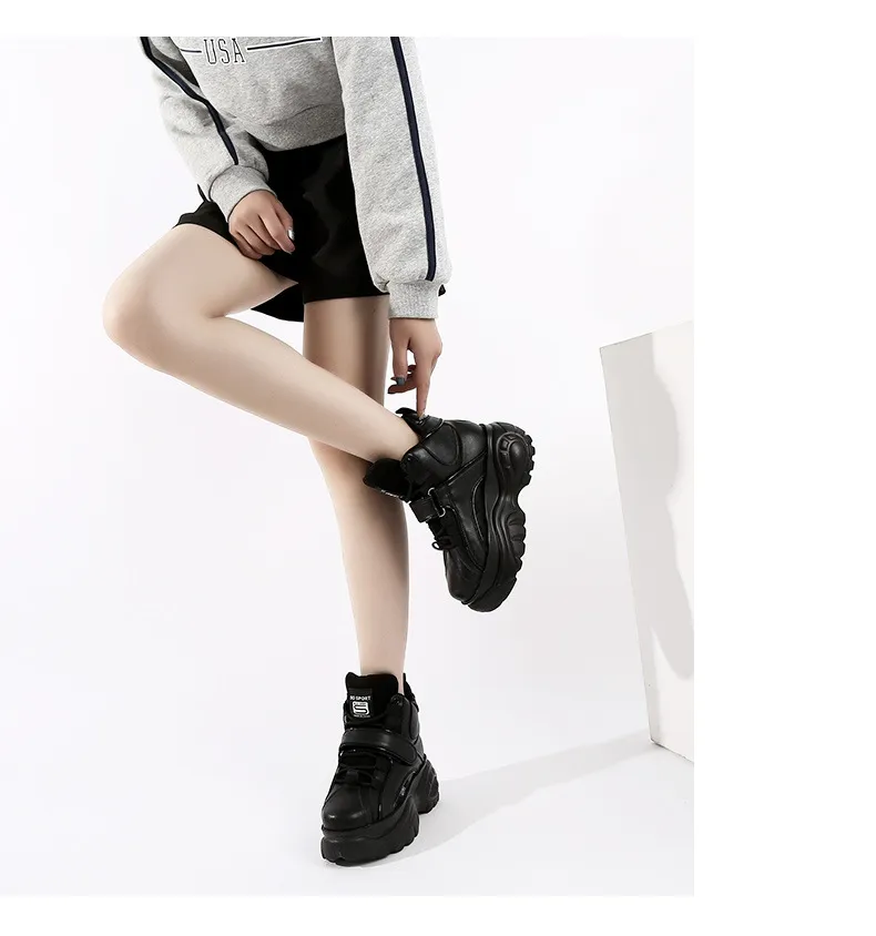 Women's Trendy High-Top Wedge Sneakers - Casual Increased Height Dad Shoes for Autumn, Thick Sole Fashion Footwear showcase 20
