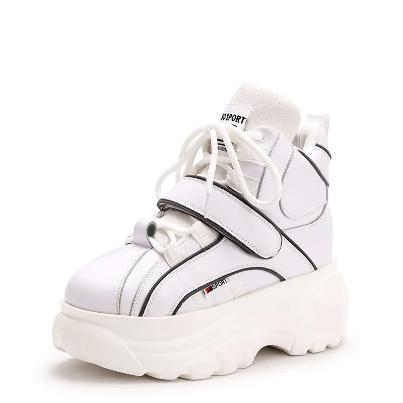 Women's Trendy High-Top Wedge Sneakers - Casual Increased Height Dad Shoes for Autumn, Thick Sole Fashion Footwear thumbnail 8