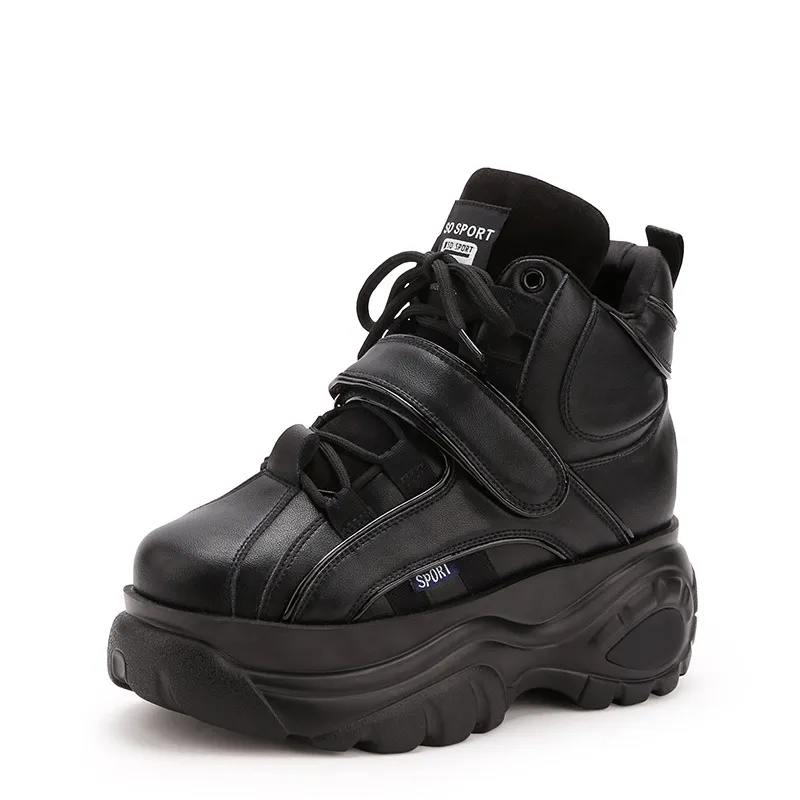 Women's Trendy High-Top Wedge Sneakers - Casual Increased Height Dad Shoes for Autumn, Thick Sole Fashion Footwear thumbnail 6