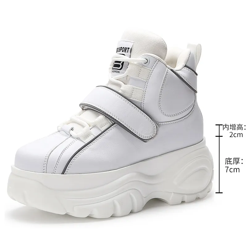 Women's Trendy High-Top Wedge Sneakers - Casual Increased Height Dad Shoes for Autumn, Thick Sole Fashion Footwear thumbnail 7