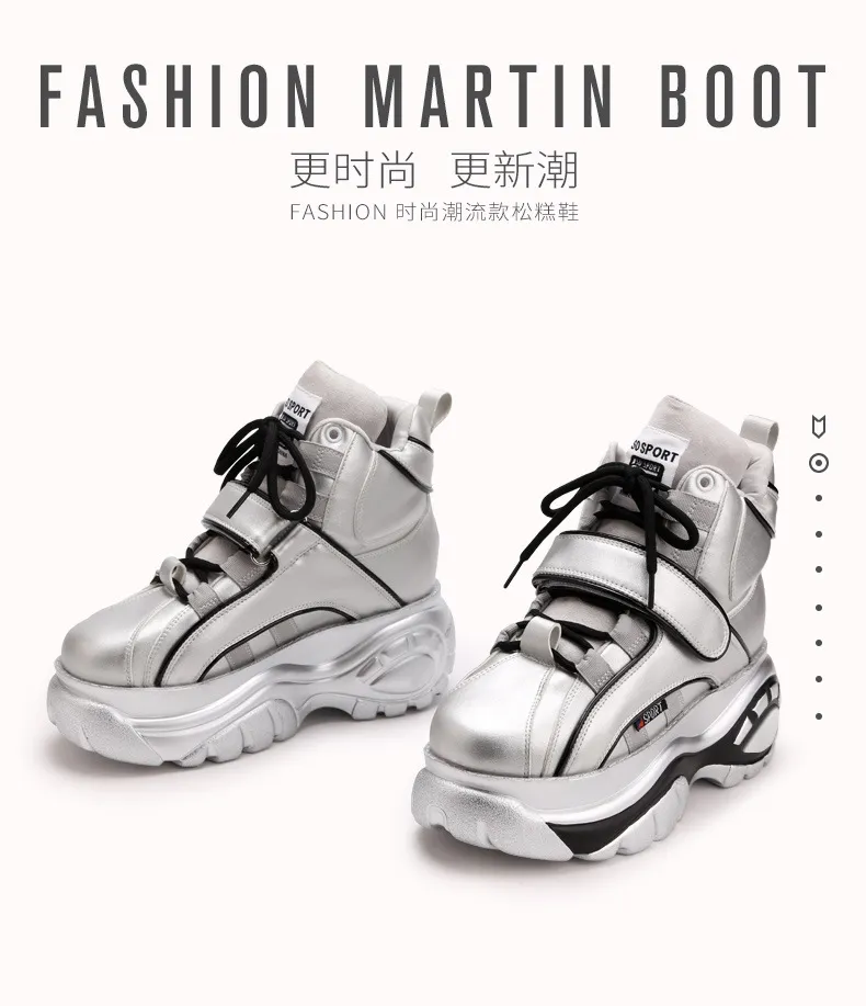 Women's Trendy High-Top Wedge Sneakers - Casual Increased Height Dad Shoes for Autumn, Thick Sole Fashion Footwear showcase 13