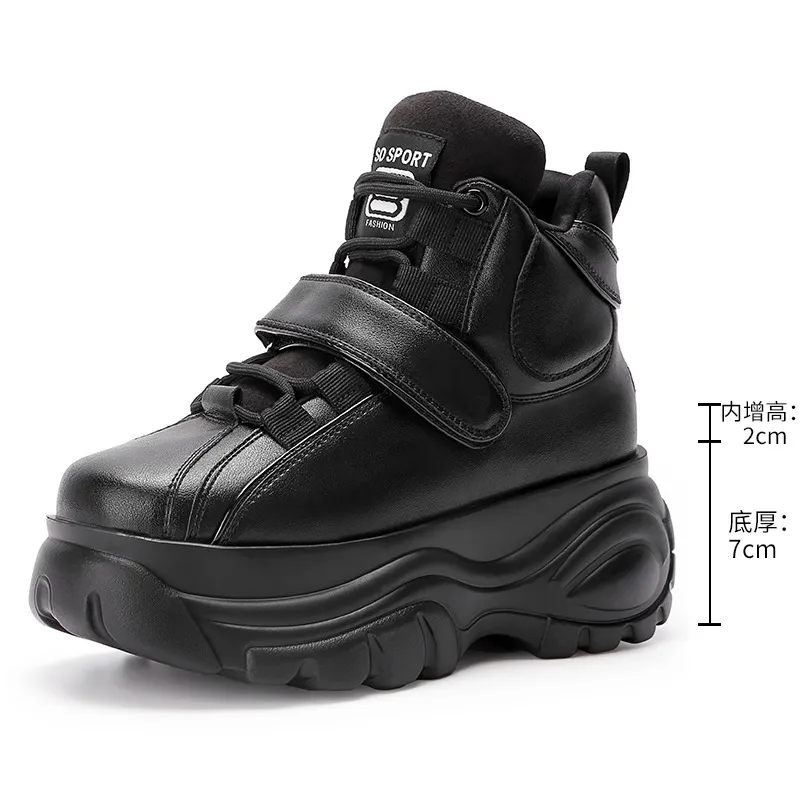 Women's Trendy High-Top Wedge Sneakers - Casual Increased Height Dad Shoes for Autumn, Thick Sole Fashion Footwear thumbnail 10