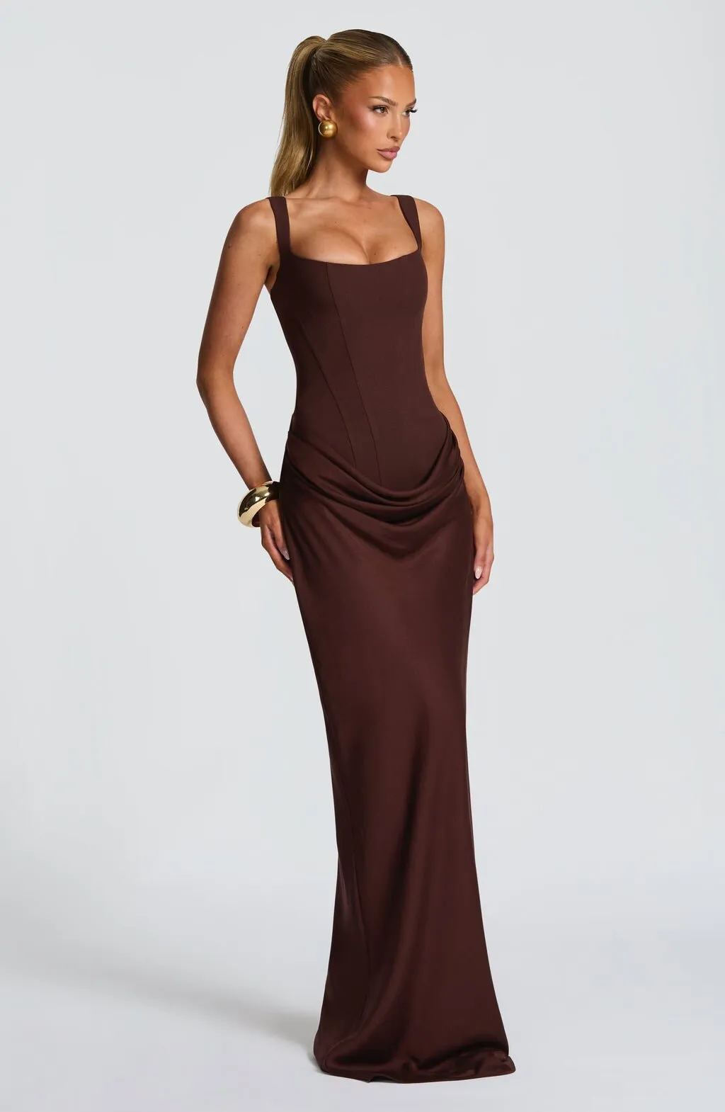 Women's Slim-Fit Fishbone Strap Long Bodycon Dress - Solid Color Elegant Sleeveless Evening Gown for Special Occasions showcase 20