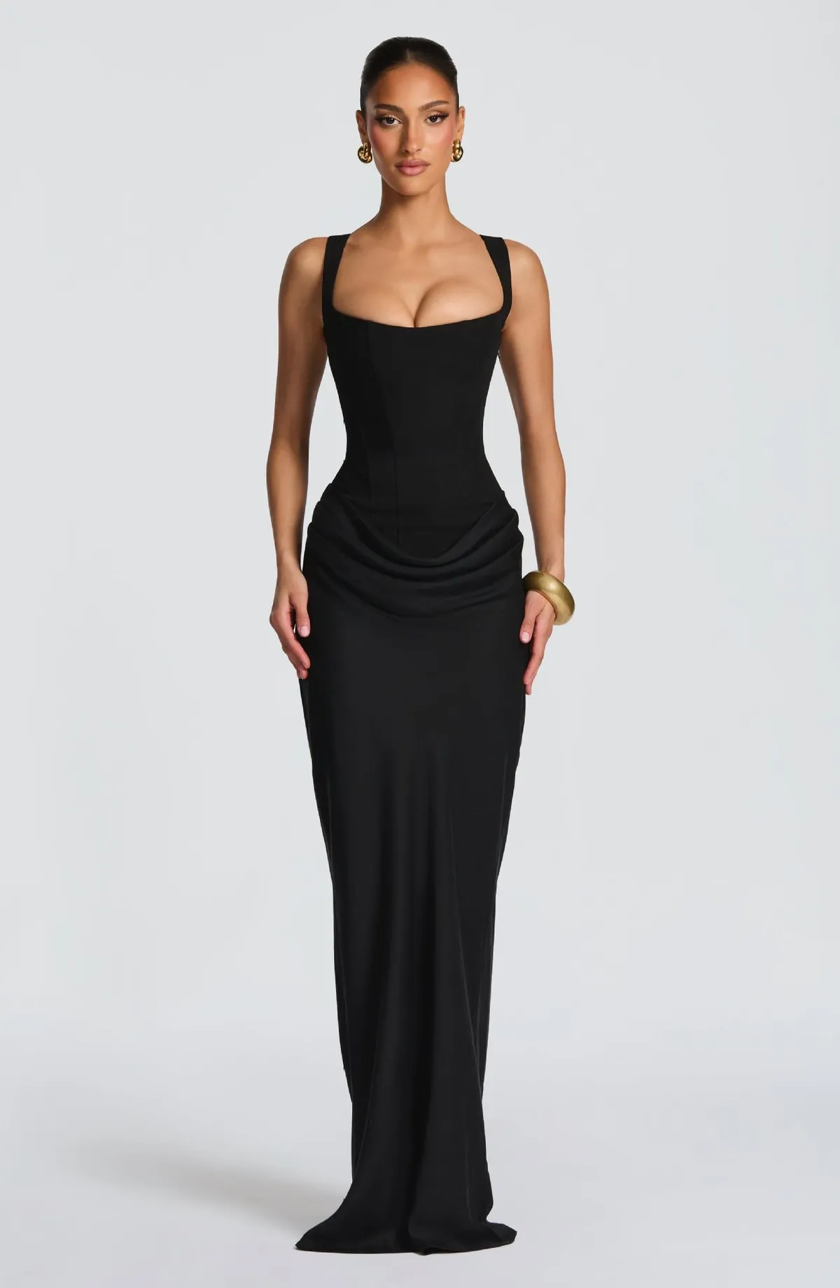 Women's Slim-Fit Fishbone Strap Long Bodycon Dress - Solid Color Elegant Sleeveless Evening Gown for Special Occasions showcase 15