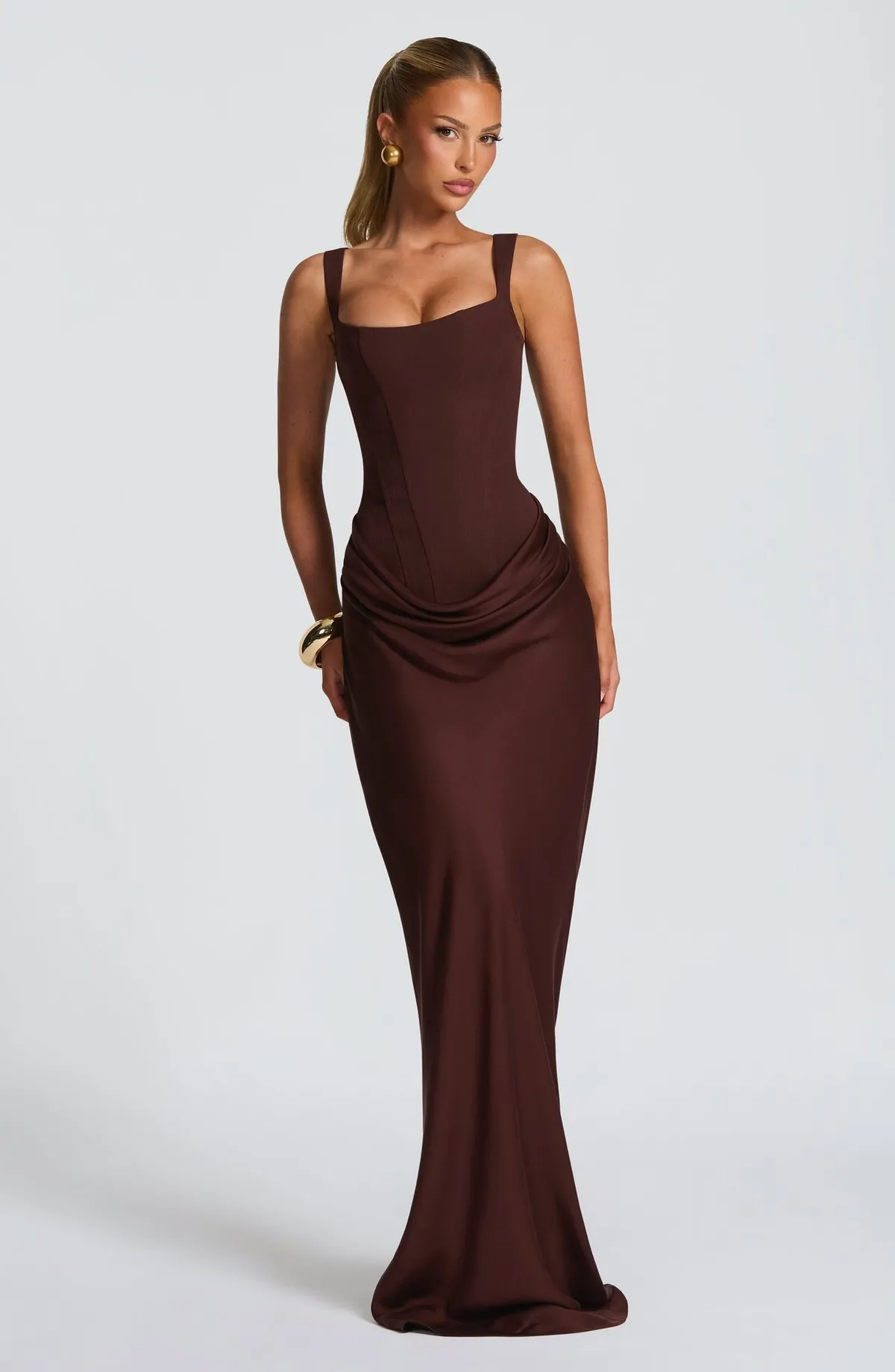Women's Slim-Fit Fishbone Strap Long Bodycon Dress - Solid Color Elegant Sleeveless Evening Gown for Special Occasions showcase 19