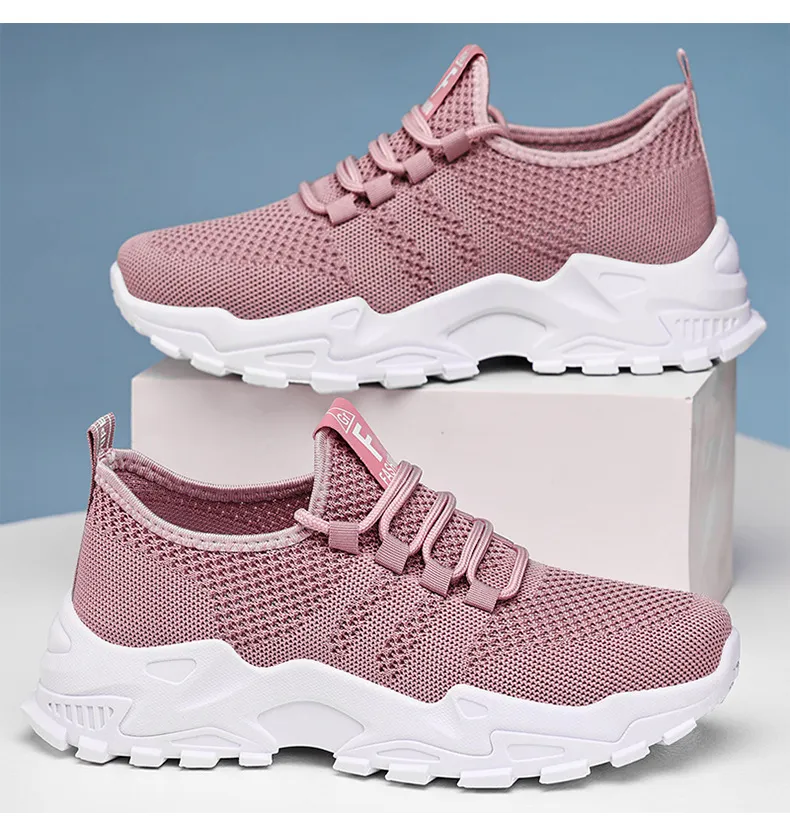 Women's Breathable Mesh Sneakers - New Spring Large Size Casual Lace-Up Running Shoes with Thick Soles for Comfort and Style showcase 15